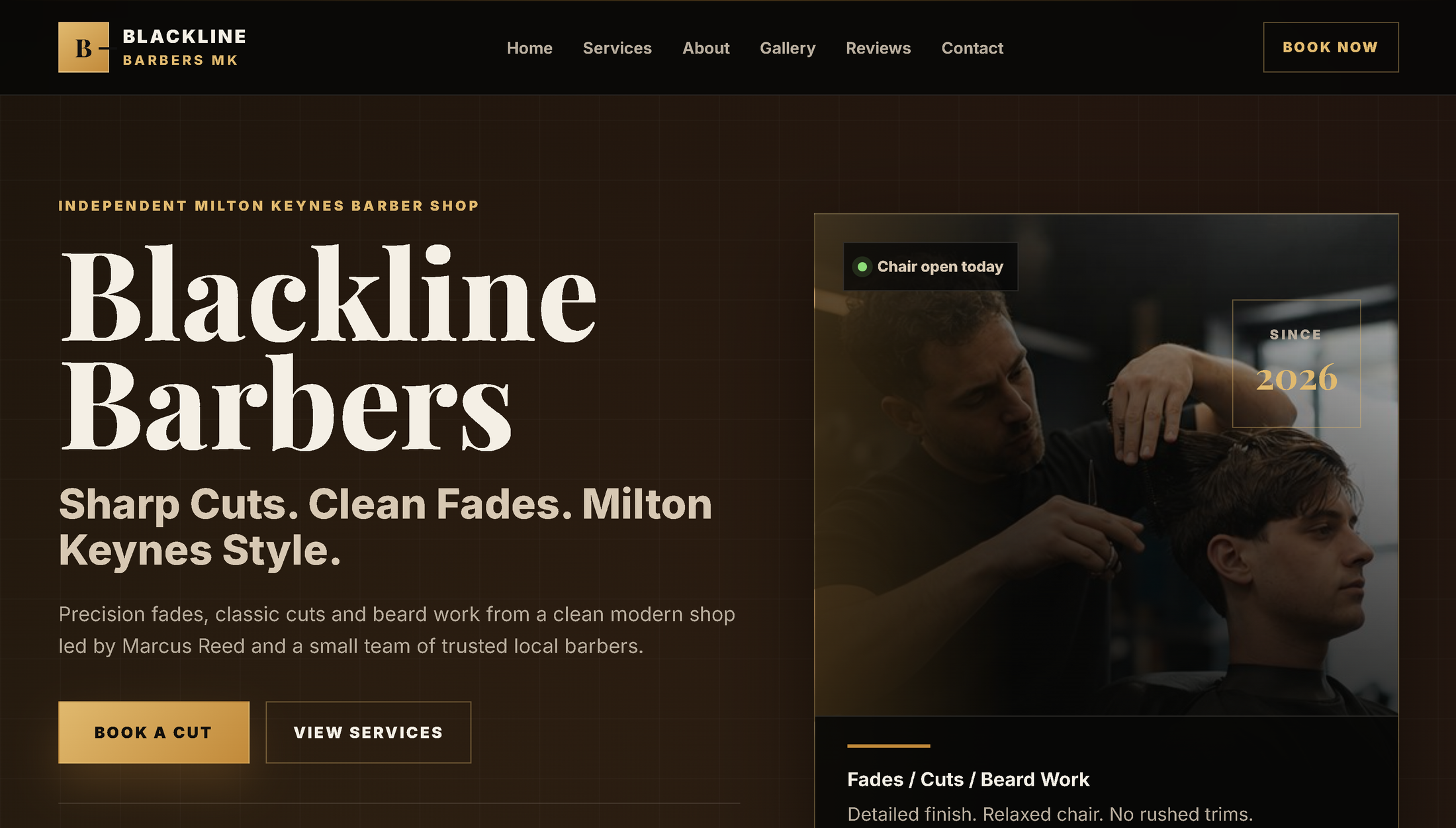 Blackline Barbers homepage hero preview