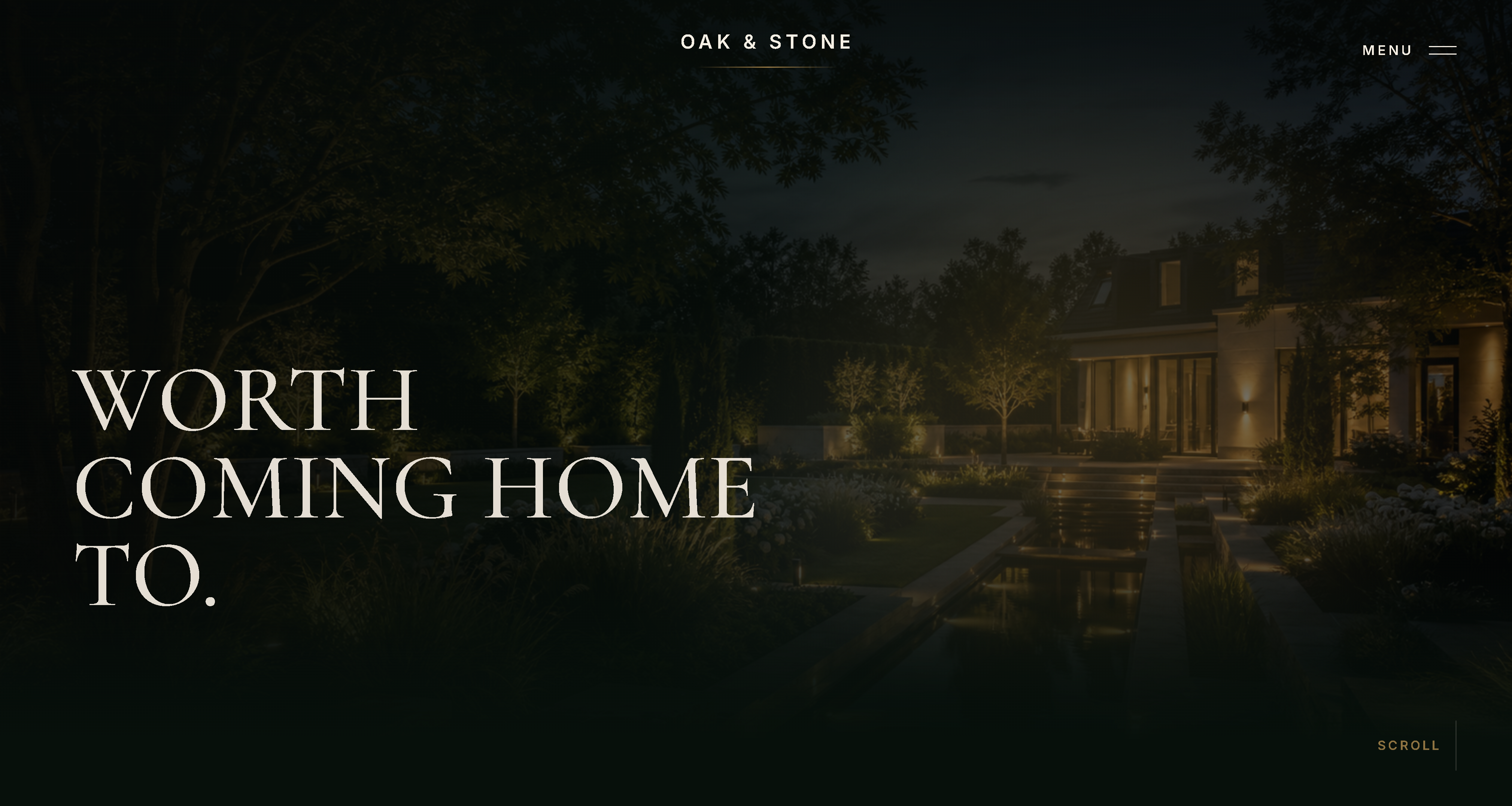 Oak & Stone landscape architecture homepage preview