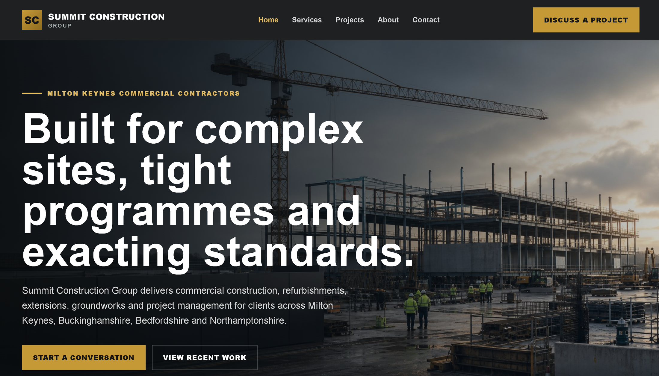 Summit Construction Group website homepage preview