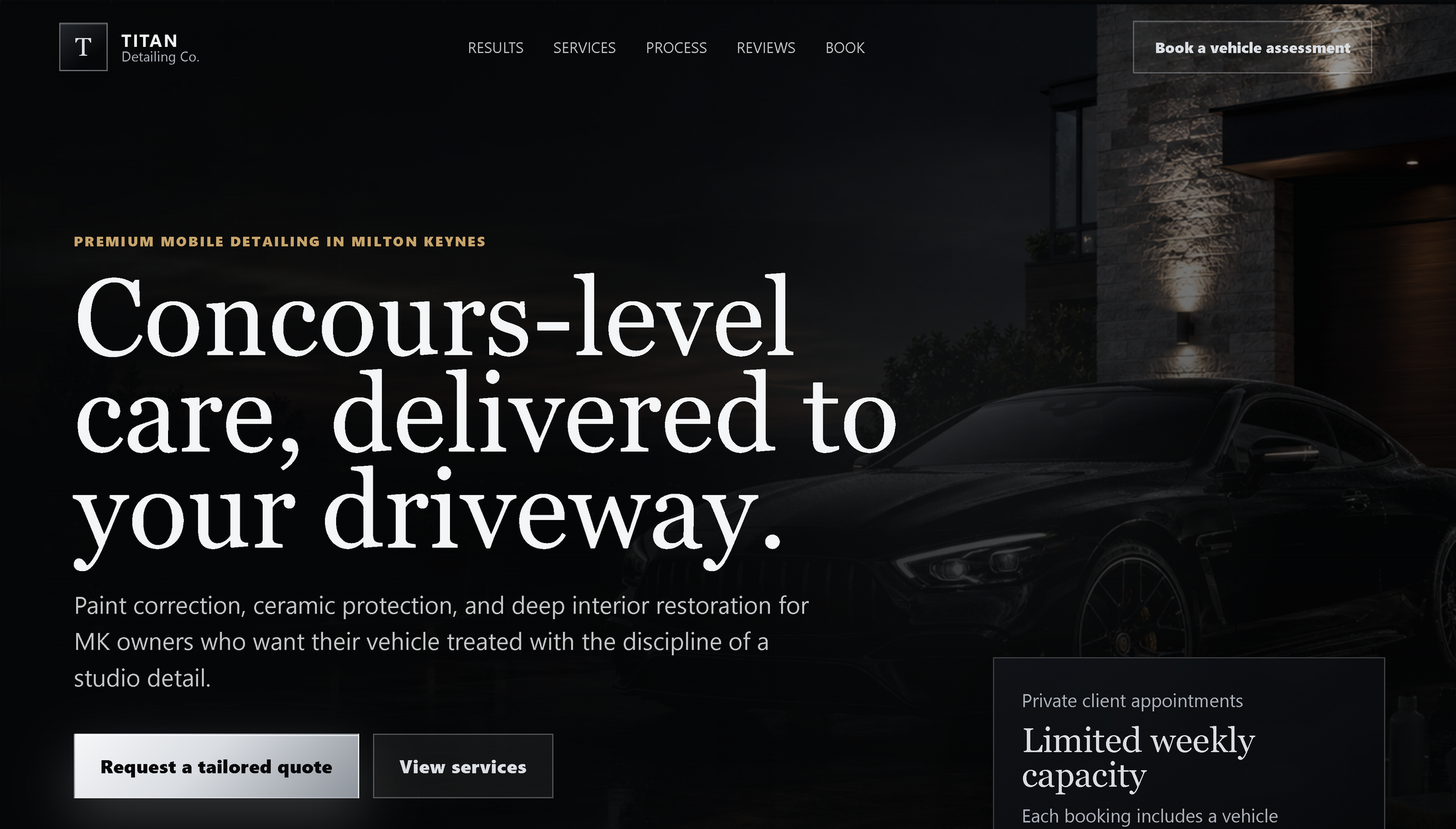 Titan Detailing Co website homepage preview