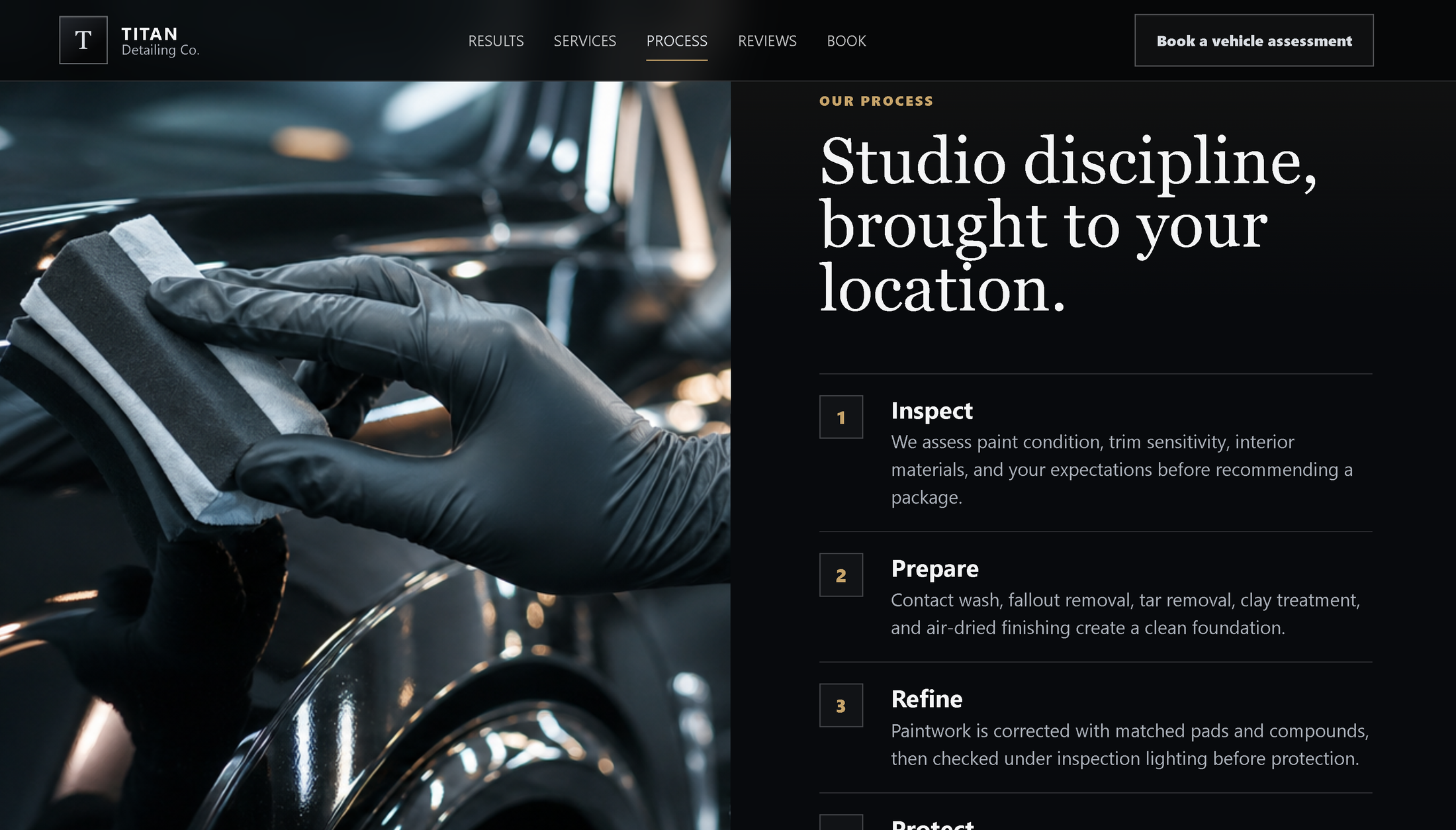 Titan Detailing Co process page preview